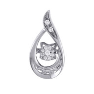 Dancing Diamond Teardrop Pendant Ladies Necklace 10K White Gold .06 CT.