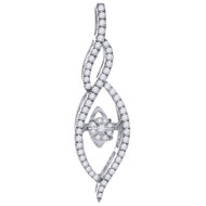 Dancing Diamond Leaf Design Pendant Round Cut 10K White Gold .32 CT.