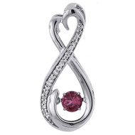 Diamond Infinity Pendant Dancing Created Ruby White Gold Heart 0.34 CT.