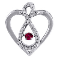 Diamond Heart Pendant Dancing Created Ruby White Gold Infinity 0.30 CT.