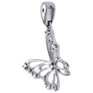 Diamond Butterfly Pendant Ladies White Gold Charm Necklace 0.07 CT.
