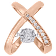 10K Rose Gold Diamond Crossover Pendant Dancing Diamond Cluster Charm 0.14 CT.