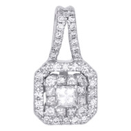 14K White Gold Princess Cut Diamond Octagon Shape Cluster Pendant Charm 1/2 CT.