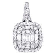 14K White Gold Baguette Cut Diamond Pendant Cushion Shaped Fancy Charm 1/2 CT.