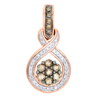 10K Rose Gold Real Brown Diamond Infinity Pendant 0.95" Fancy Charm 0.50 CT.