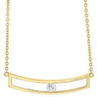 14K Yellow Gold Sliding Bar Diamond Pendant Necklace 15.75" Cable Chain 0.10 CT.