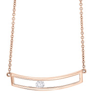14K Rose Gold Sliding Bar Diamond Pendant Necklace 15.75" Cable Chain 0.10 CT.