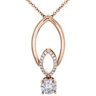 18K Rose Gold Round Cluster Diamond Teardrop Pendant Charm 0.35 CT.