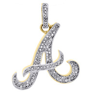 10k Yellow Gold Real Diamond A Initial Atlanta Pendant 0.95" Pave Charm 1/4 CT.
