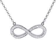 Infinity Diamond Necklace Ladies White Gold Fashion Round Cut Pendant 0.17 Ct.