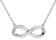 Infinity Diamond Necklace Ladies White Gold Fashion Pendant Round Cut  0.13 Ct.