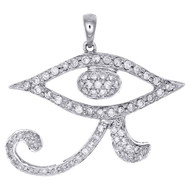 Diamond Egyptian Eye of Ra Pendant Round Cut Ladies White Gold Charm 0.90 Ct.