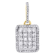 10K Yellow Gold Genuine Round Diamond Square Frame Halo Pendant Charm 0.34 CT.