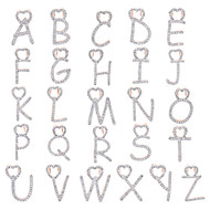 10K Rose Gold Diamond Script Initial Pendant Heart Charm A to Z Letter 1/10 Ct