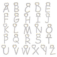 10K Yellow Gold Diamond Script Initial Pendant Heart Charm A to Z Letter 1/10 Ct