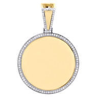 10K Yellow Gold Reversible Diamond Memory Picture Frame 1.90" Pendant 5/8 CT.