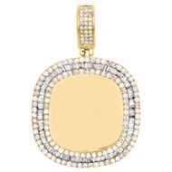 14K Yellow Gold Baguette Diamond Memory Frame Picture Pendant 2.10" Charm 4 CT.