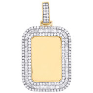 14K Yellow Gold Baguette Diamond Dog Tag Memory Frame Picture Pendant 2.50 CT.