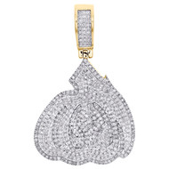 14K Yellow Gold Round Diamond Allah Islam Arabic Pendant 1.65" Pave Charm 1 CT.