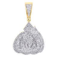 14K Yellow Gold Round Diamond Allah Islam Arabic Pendant 1.45" Pave Charm 5/8 CT