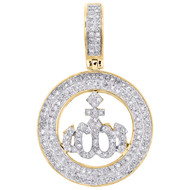 10K Yellow Gold Round Diamond Allah Islam Arabic Pendant 1.25" Pave Charm 1/2 CT