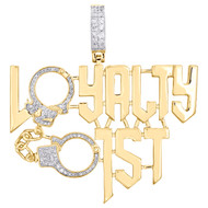 10K Yellow Gold Round Diamond Statement Loyalty First Pendant 2" Charm 1/2 CT.