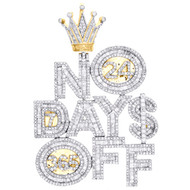 10K Yellow Gold Baguette Diamond No Days Off Pendant 2.75" Statement Charm 6 CT.