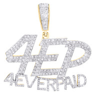 10K Yellow Gold Round Diamond 4 Ever Paid Statement Pendant 1.45" Charm 1.75 CT.