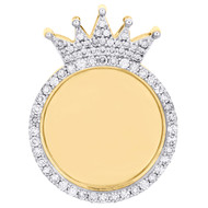 10K Yellow Gold Round Diamond Memory Picture Crown King Frame 1.30" Pendant 1 CT
