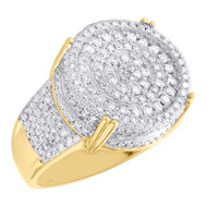 10K Yellow Gold Round Diamond Circle Statement Cluster 18mm Pinky Ring 1.79 CT.