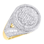 10K Yellow Gold Round & Baguette Diamond Pinky Ring 18mm Statement Band 3.75 CT.