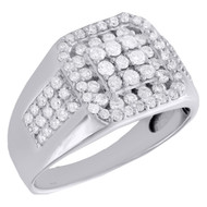 14K Yellow Gold Round Diamond Square Halo Pinky Ring 13mm Wedding Band 1.25 CT.