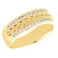14K Yellow Gold Round Diamond Braided Channel Set Wedding Band 7mm Ring 1/2 CT.