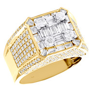 14K Yellow Gold Baguette Diamond Square Statement Band 14mm Pinky Ring 2.87 CT.