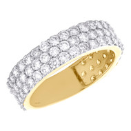14K Yellow Gold Round Diamond Pave Wedding Band 6.50mm Prong Set Ring 2.87 CT.
