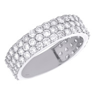 14K White Gold Round Diamond Pave Wedding Band 6.50mm Prong Set Ring 2.87 CT.