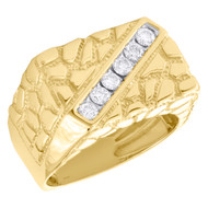 10K Yellow Gold Round Diamond Channel Set Wedding Band Nugget Pinky Ring 1/2 CT.