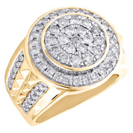 10K Yellow Gold Round Diamond Dome Tier Statement Band 20mm Mens Pinky Ring 2 CT