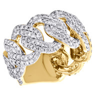 10K Yellow Gold Round Diamond Miami Cuban Link Band 14mm Mens Pinky Ring 3 CT.