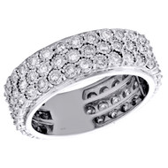 10K White Gold Round Diamond 3 Row Wedding Band 8mm Statement Pinky Ring 1 CT.