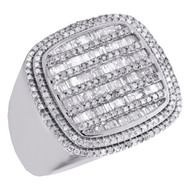 10K White Gold Baguette Diamond Statement Band 21mm Fancy Pinky Ring 1.50 CT.