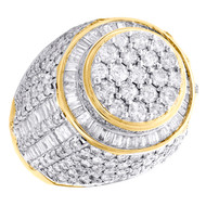 10K Yellow Gold Baguette Cut Diamond Cluster Band 22mm Statement Pinky Ring 5 CT