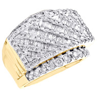 10K Yellow Gold Round & Baguette Diamond Wedding Band 19mm Anniversary Ring 3 CT