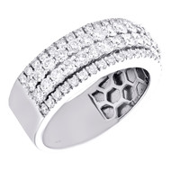 10K White Gold Round Diamond Tier Prong Set Weddinng Band 8mm Pave Ring 1.85 CT