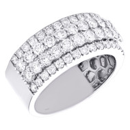 10K White Gold Round Diamond Tier Prong Set Weddinng Band 10mm Pave Ring 2.50 CT