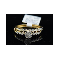 Flower Design Diamond Bridal Set 14K Yellow Gold Round Wedding Ring 1/2 Tcw.