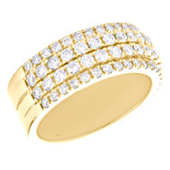 10K Yellow Gold Round Diamond Tier Prong Set Weddinng Band 9mm Pave Ring 2.65 CT