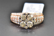 Brown Diamond Bridal Set 14K Rose Gold Engagement Ring Wedding Band 1.50 CT