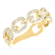 10K Yellow Gold Round Diamond Anchor Link Statement Wedding Band 7mm Ring 1.2 CT