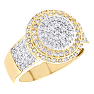10K Yellow Gold Round Diamond Tiered Statement 17mm Cluster Pinky Ring 1.50 CT.
